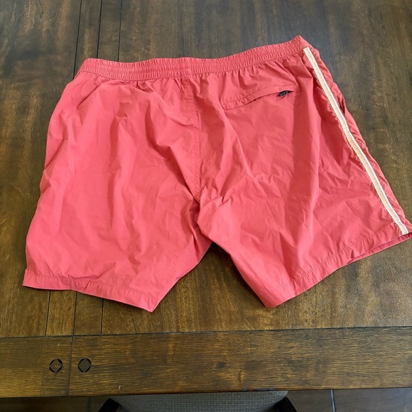 Marine Layer Mens XL Mesh Side Striped Shorts Drawstring Red Clay Gym Active - Picture 2 of 10